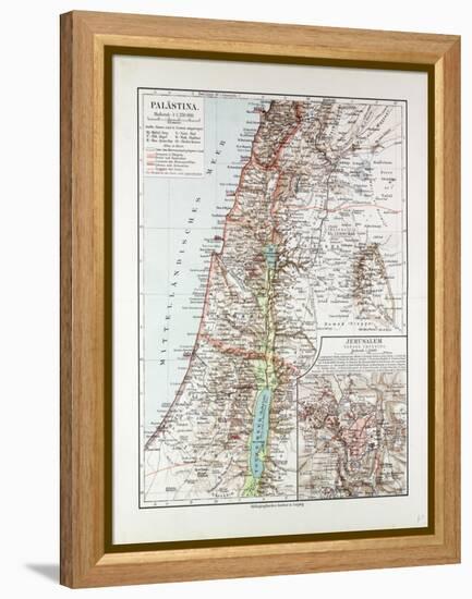 Map of Israel Jerusalem the Southern Part of Syria Lebanon the Western Part of Jordan 1899-null-Framed Premier Image Canvas