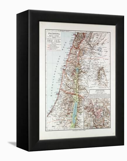 Map of Israel Jerusalem the Southern Part of Syria Lebanon the Western Part of Jordan 1899-null-Framed Premier Image Canvas