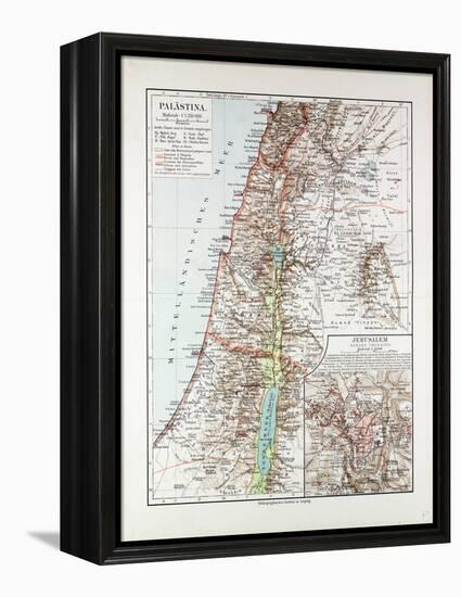 Map of Israel Jerusalem the Southern Part of Syria Lebanon the Western Part of Jordan 1899-null-Framed Premier Image Canvas