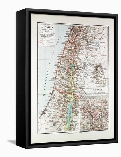 Map of Israel Jerusalem the Southern Part of Syria Lebanon the Western Part of Jordan 1899-null-Framed Premier Image Canvas