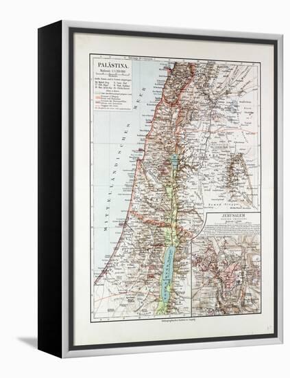 Map of Israel Jerusalem the Southern Part of Syria Lebanon the Western Part of Jordan 1899-null-Framed Premier Image Canvas