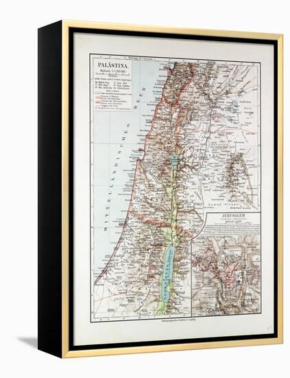 Map of Israel Jerusalem the Southern Part of Syria Lebanon the Western Part of Jordan 1899-null-Framed Premier Image Canvas