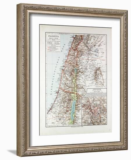 Map of Israel Jerusalem the Southern Part of Syria Lebanon the Western Part of Jordan 1899-null-Framed Giclee Print