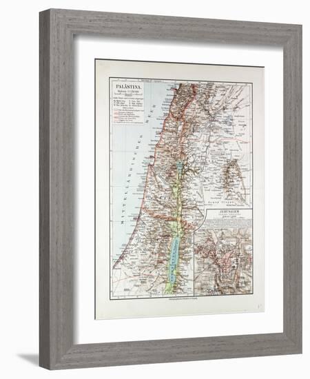 Map of Israel Jerusalem the Southern Part of Syria Lebanon the Western Part of Jordan 1899-null-Framed Giclee Print