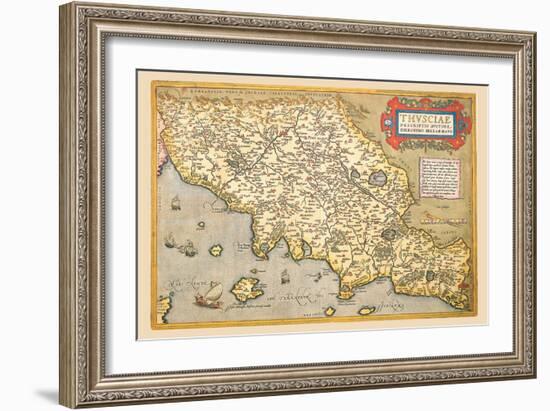 Map of Italian Coast above Rome-Abraham Ortelius-Framed Art Print