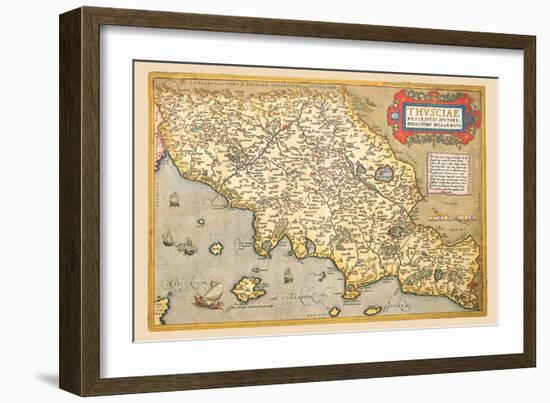 Map of Italian Coast above Rome-Abraham Ortelius-Framed Art Print