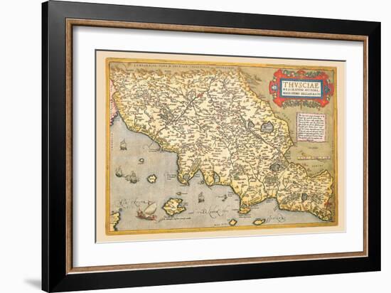 Map of Italian Coast above Rome-Abraham Ortelius-Framed Art Print