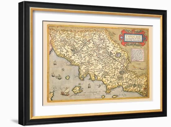 Map of Italian Coast above Rome-Abraham Ortelius-Framed Art Print