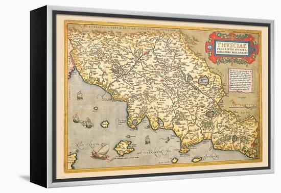 Map of Italian Coast above Rome-Abraham Ortelius-Framed Stretched Canvas