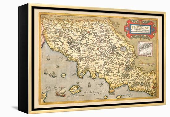 Map of Italian Coast above Rome-Abraham Ortelius-Framed Stretched Canvas