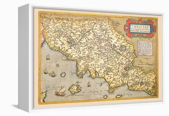 Map of Italian Coast above Rome-Abraham Ortelius-Framed Stretched Canvas