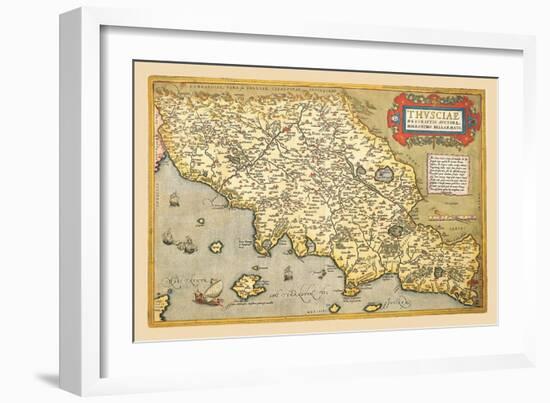 Map of Italian Coast above Rome-Abraham Ortelius-Framed Art Print