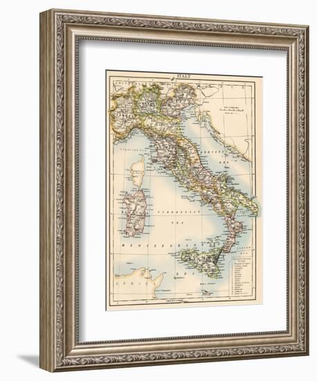 Map of Italy, 1870s--Framed Giclee Print