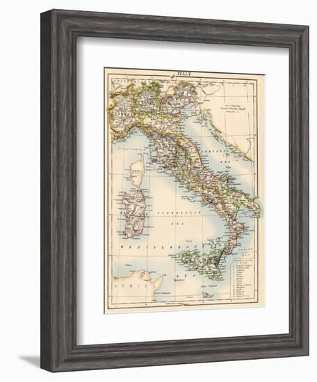 Map of Italy, 1870s-null-Framed Giclee Print