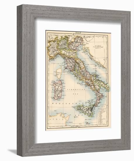 Map of Italy, 1870s-null-Framed Giclee Print