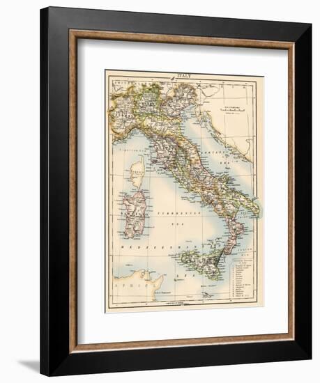 Map of Italy, 1870s-null-Framed Giclee Print