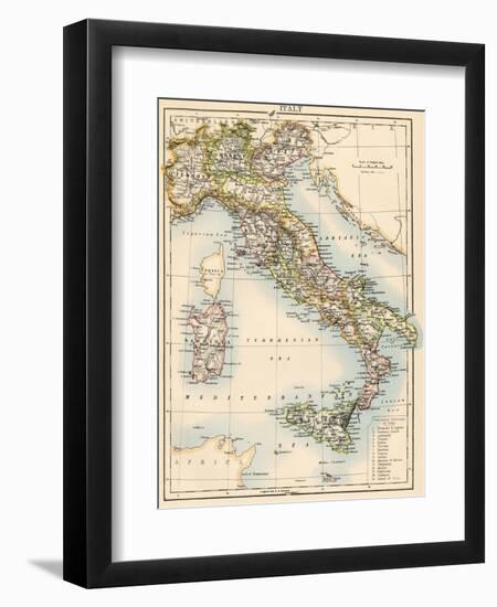 Map of Italy, 1870s-null-Framed Giclee Print