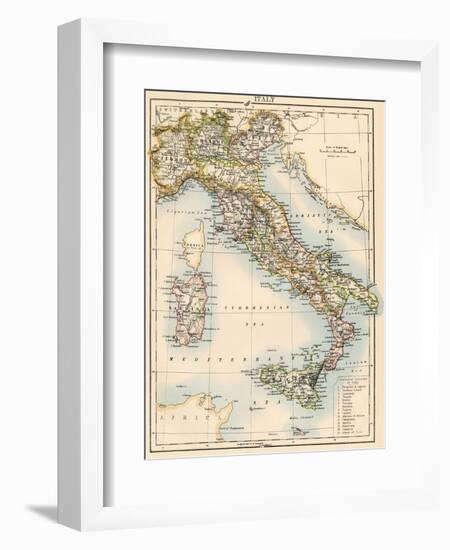 Map of Italy, 1870s-null-Framed Giclee Print