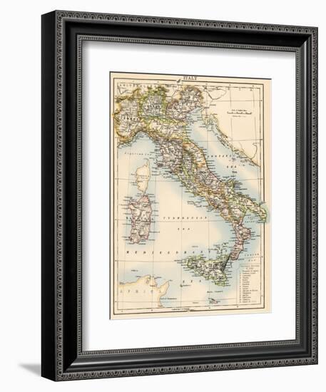 Map of Italy, 1870s-null-Framed Giclee Print