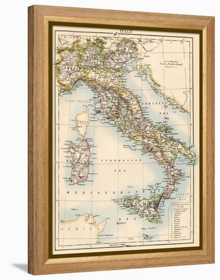 Map of Italy, 1870s-null-Framed Premier Image Canvas