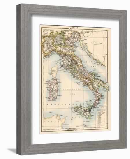 Map of Italy, 1870s-null-Framed Giclee Print