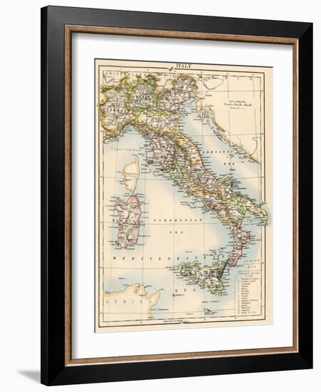 Map of Italy, 1870s-null-Framed Giclee Print