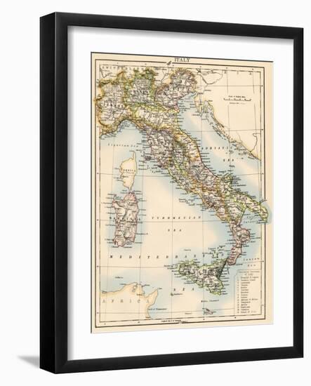 Map of Italy, 1870s-null-Framed Giclee Print