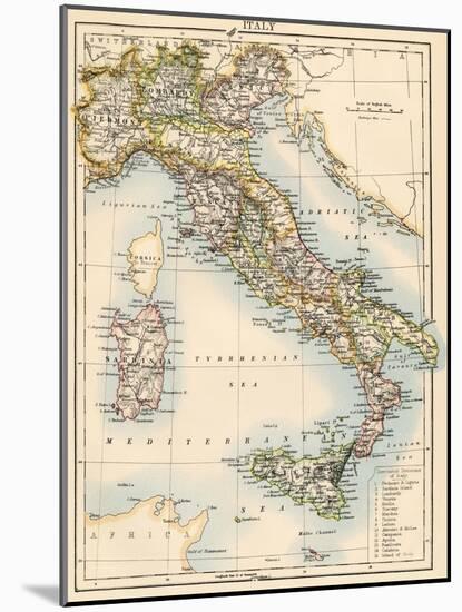 Map of Italy, 1870s-null-Mounted Giclee Print