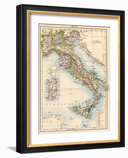 Map of Italy, 1870s-null-Framed Giclee Print