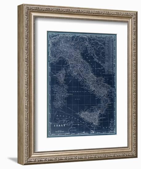 Map of Italy Blueprint-Vision Studio-Framed Premium Giclee Print