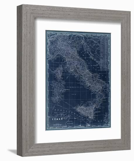 Map of Italy Blueprint-Vision Studio-Framed Premium Giclee Print