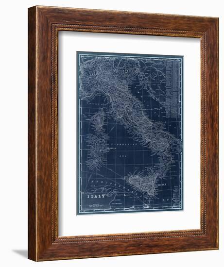 Map of Italy Blueprint-Vision Studio-Framed Premium Giclee Print