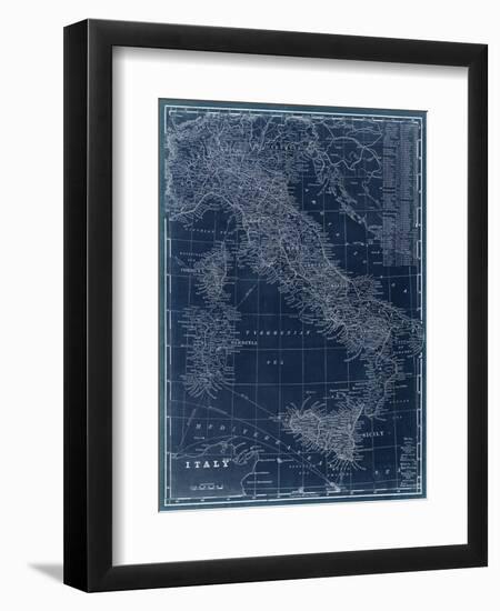 Map of Italy Blueprint-Vision Studio-Framed Premium Giclee Print
