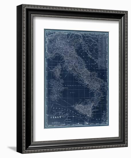 Map of Italy Blueprint-Vision Studio-Framed Premium Giclee Print