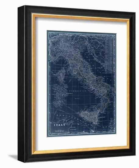 Map of Italy Blueprint-Vision Studio-Framed Premium Giclee Print