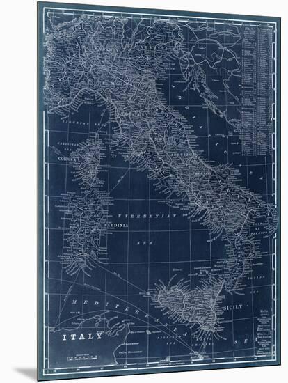 Map of Italy Blueprint-Vision Studio-Mounted Premium Giclee Print