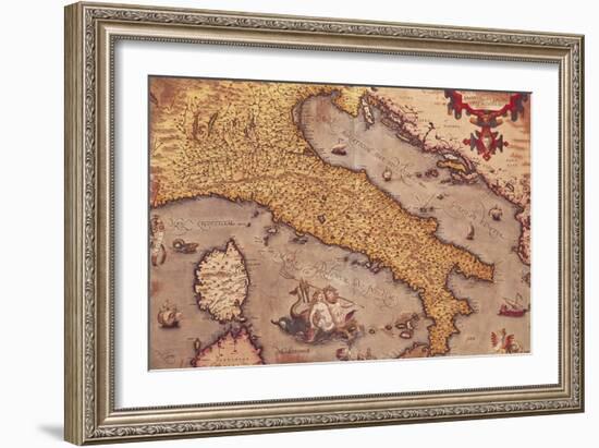 Map of Italy from Theatrum Orbis Terrarum-Abraham Ortelius-Framed Giclee Print