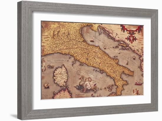 Map of Italy from Theatrum Orbis Terrarum-Abraham Ortelius-Framed Giclee Print