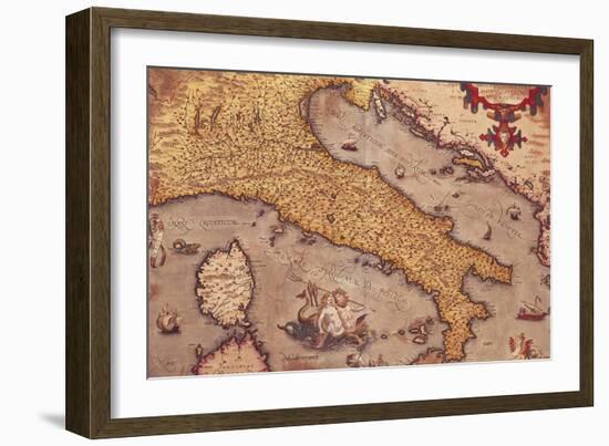 Map of Italy from Theatrum Orbis Terrarum-Abraham Ortelius-Framed Giclee Print