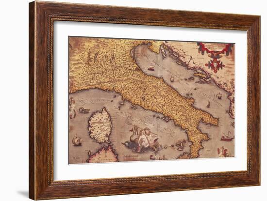 Map of Italy from Theatrum Orbis Terrarum-Abraham Ortelius-Framed Giclee Print