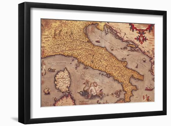 Map of Italy from Theatrum Orbis Terrarum-Abraham Ortelius-Framed Giclee Print