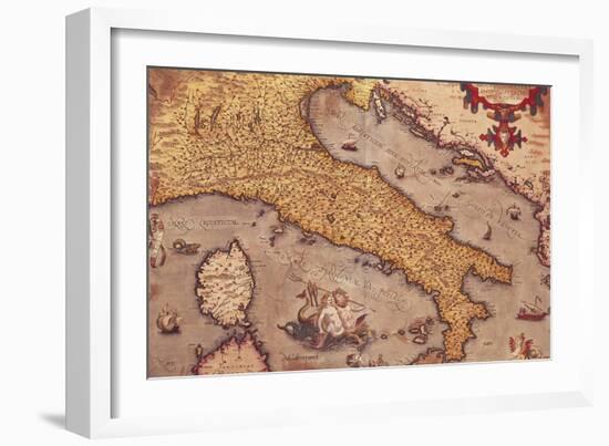 Map of Italy from Theatrum Orbis Terrarum-Abraham Ortelius-Framed Giclee Print