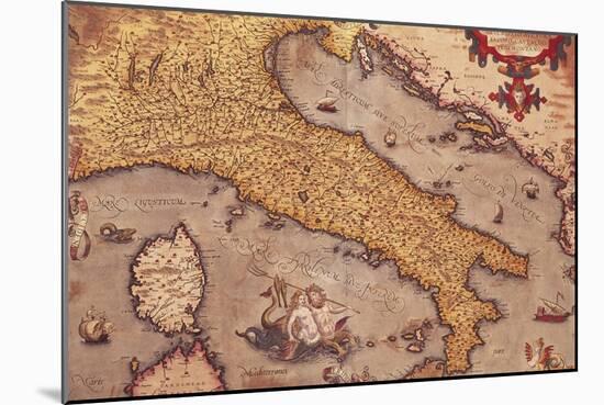 Map of Italy from Theatrum Orbis Terrarum-Abraham Ortelius-Mounted Giclee Print