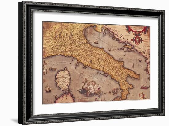 Map of Italy from Theatrum Orbis Terrarum-Abraham Ortelius-Framed Giclee Print