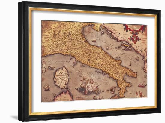 Map of Italy from Theatrum Orbis Terrarum-Abraham Ortelius-Framed Giclee Print