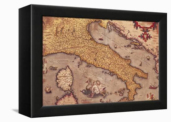 Map of Italy from Theatrum Orbis Terrarum-Abraham Ortelius-Framed Premier Image Canvas