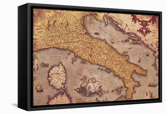 Map of Italy from Theatrum Orbis Terrarum-Abraham Ortelius-Framed Premier Image Canvas