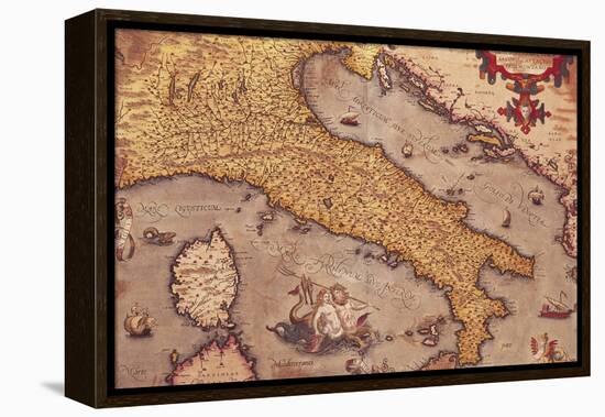 Map of Italy from Theatrum Orbis Terrarum-Abraham Ortelius-Framed Premier Image Canvas