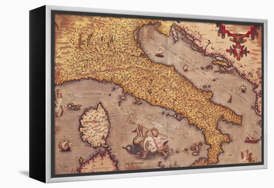 Map of Italy from Theatrum Orbis Terrarum-Abraham Ortelius-Framed Premier Image Canvas