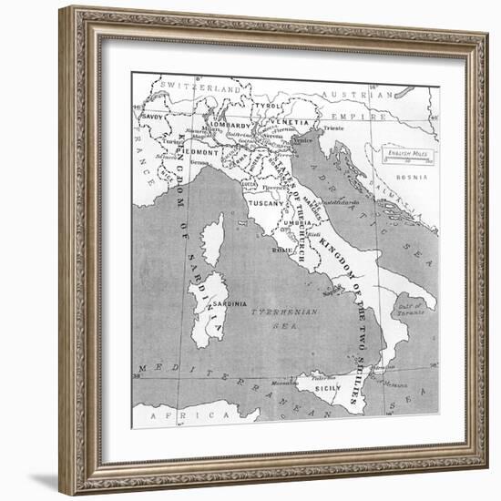 Map of Italy in 1815, from 'Europe in the Nineteenth Century: an Outline History, Published in 1916-null-Framed Giclee Print